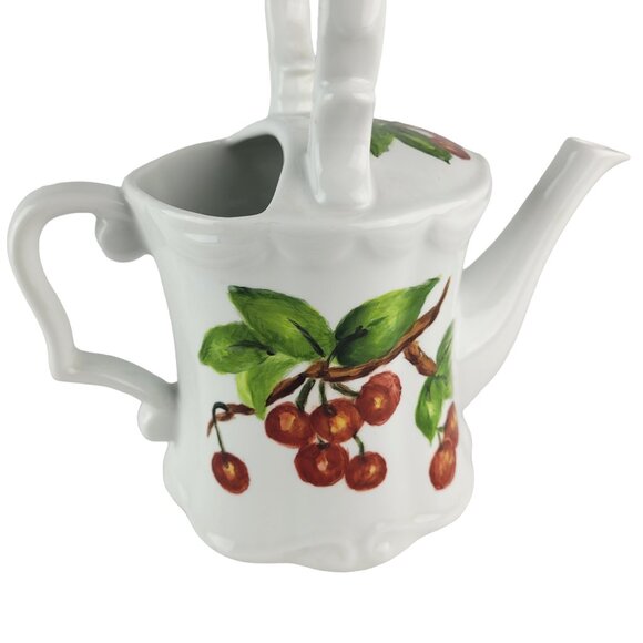 Cherry Ceramic Garden Hand Painted Watering Can Country Cottage Farmhouse Décor - Picture 9 of 12